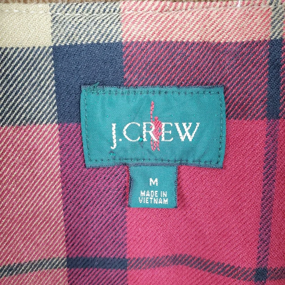 J.Crew Mens 1983 Barn Jacket Scout Khaki Plaid Flannel Line BW485 M Chore Canvas